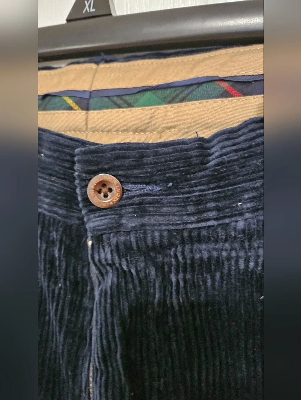 Polo Ralph Lauren Corduroy Pants Mens 33x32 Navy Preston Straight Casual.